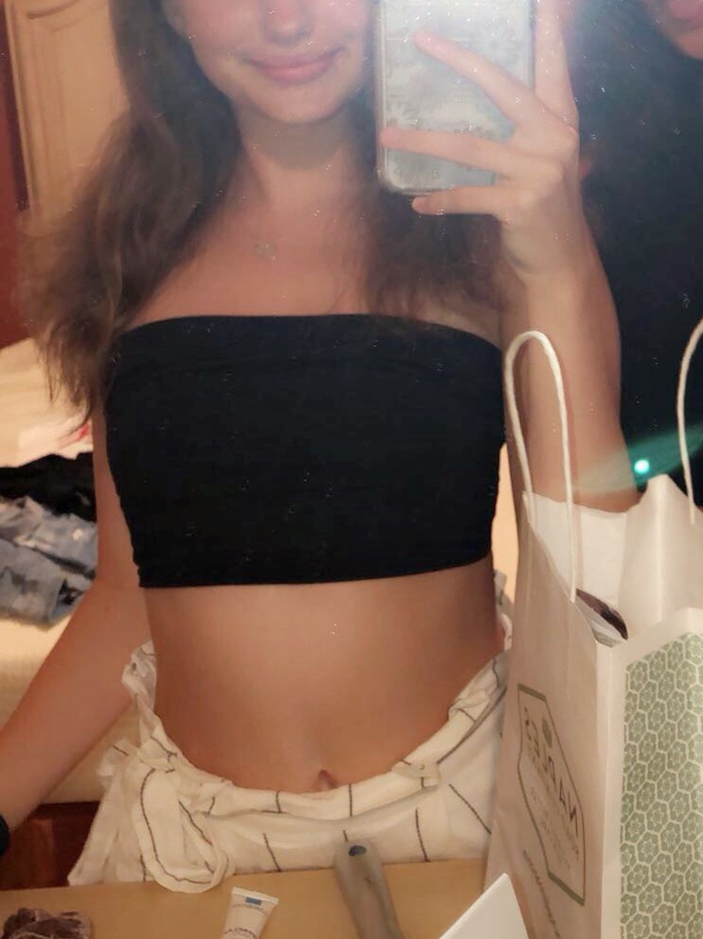H&M Black Strapless Bandeau Crop Top
